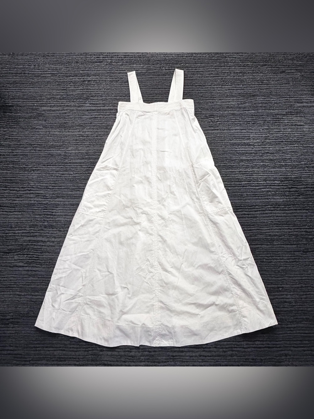 Zara Sleeveless Square Neck Front Utility Pocket Poplin Midi Dress